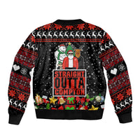 Christmas Straight Outta Gangsta Claus Sleeve Zip Bomber Jacket Xmas Holiday Patterns - Wonder Print Shop