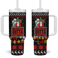 Christmas Straight Outta Gangsta Claus Tumbler With Handle Xmas Holiday Patterns - Wonder Print Shop