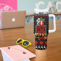 Christmas Straight Outta Gangsta Claus Tumbler With Handle Xmas Holiday Patterns - Wonder Print Shop