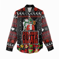 Christmas Straight Outta Gangsta Claus Women Casual Shirt Xmas Holiday Patterns - Wonder Print Shop