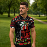 Christmas Straight Outta Gangsta Claus Zipper Polo Shirt Xmas Holiday Patterns - Wonder Print Shop