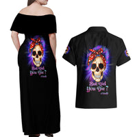But Did You Die Mom Life Purple Messy Bun Couples Matching Off Shoulder Maxi Dress and Hawaiian Shirt - Wonder Print Shop