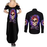 But Did You Die Mom Life Purple Messy Bun Couples Matching Summer Maxi Dress and Long Sleeve Button Shirt - Wonder Print Shop