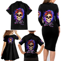 But Did You Die Mom Life Purple Messy Bun Family Matching Long Sleeve Bodycon Dress and Hawaiian Shirt - Wonder Print Shop