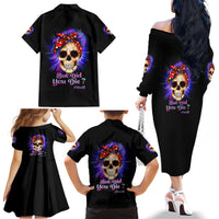 But Did You Die Mom Life Purple Messy Bun Family Matching Off Shoulder Long Sleeve Dress and Hawaiian Shirt - Wonder Print Shop