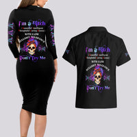 I'm A B Don't Try Me - Bullshit Tolerange Couples Matching Long Sleeve Bodycon Dress and Hawaiian Shirt - Wonder Print Shop