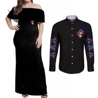 I'm A B Don't Try Me - Bullshit Tolerange Couples Matching Off Shoulder Maxi Dress and Long Sleeve Button Shirt - Wonder Print Shop