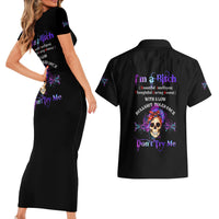 I'm A B Don't Try Me - Bullshit Tolerange Couples Matching Short Sleeve Bodycon Dress and Hawaiian Shirt - Wonder Print Shop