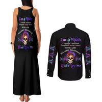I'm A B Don't Try Me - Bullshit Tolerange Couples Matching Tank Maxi Dress and Long Sleeve Button Shirt - Wonder Print Shop
