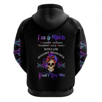 I'm A B Don't Try Me - Bullshit Tolerange Hoodie - Wonder Print Shop