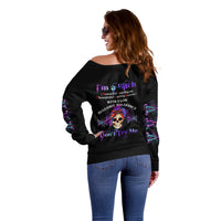 I'm A B Don't Try Me - Bullshit Tolerange Off Shoulder Sweater - Wonder Print Shop