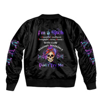 I'm A B Don't Try Me - Bullshit Tolerange Sleeve Zip Bomber Jacket - Wonder Print Shop