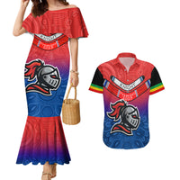 Warning Kinda Crazy Messy Bun Skull Couples Matching Mermaid Dress and Hawaiian Shirt - Wonder Print Shop