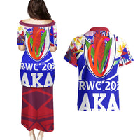 Warning Kinda Crazy Messy Bun Skull Couples Matching Puletasi Dress and Hawaiian Shirt - Wonder Print Shop