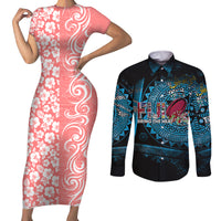 Warning Kinda Crazy Messy Bun Skull Couples Matching Short Sleeve Bodycon Dress and Long Sleeve Button Shirt - Wonder Print Shop