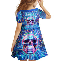 Warning Kinda Crazy Messy Bun Skull Family Matching Off Shoulder Maxi Dress and Hawaiian Shirt - Wonder Print Shop