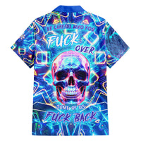 Warning Kinda Crazy Messy Bun Skull Family Matching Off Shoulder Maxi Dress and Hawaiian Shirt - Wonder Print Shop