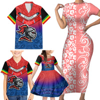 Warning Kinda Crazy Messy Bun Skull Family Matching Short Sleeve Bodycon Dress and Hawaiian Shirt - Wonder Print Shop