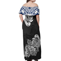 Warning Kinda Crazy Messy Bun Skull Off Shoulder Maxi Dress - Wonder Print Shop