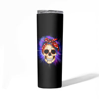 Warning Kinda Crazy Messy Bun Skull Skinny Tumbler - Wonder Print Shop