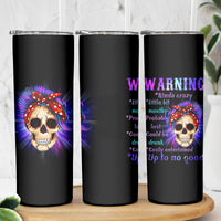 Warning Kinda Crazy Messy Bun Skull Skinny Tumbler - Wonder Print Shop