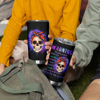 Warning Kinda Crazy Messy Bun Skull Tumbler Cup - Wonder Print Shop