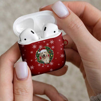Golden Retriever Christmas AirPods Case with Santa Hat Wreath and Snowflake Design - Wonder Print Shop