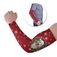 Golden Retriever Christmas Arm Sleeves with Santa Hat Wreath and Snowflake Design - Wonder Print Shop