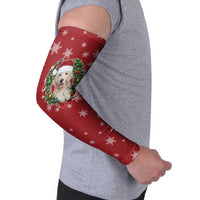 Golden Retriever Christmas Arm Sleeves with Santa Hat Wreath and Snowflake Design - Wonder Print Shop