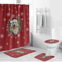 Golden Retriever Christmas Bathroom Set with Santa Hat Wreath and Snowflake Design - Wonder Print Shop