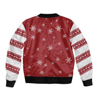 Golden Retriever Christmas Bomber Jacket with Santa Hat Wreath and Snowflake Design - Wonder Print Shop