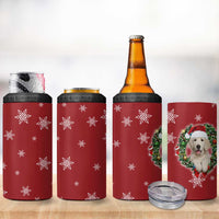 Golden Retriever Christmas 4 in 1 Can Cooler Tumbler with Santa Hat Wreath and Snowflake Design - Wonder Print Shop