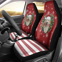 Golden Retriever Christmas Car Seat Cover with Santa Hat Wreath and Snowflake Design - Wonder Print Shop
