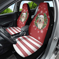 Golden Retriever Christmas Car Seat Cover with Santa Hat Wreath and Snowflake Design - Wonder Print Shop
