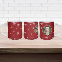 Golden Retriever Christmas Ceramic Mug with Santa Hat Wreath and Snowflake Design - Wonder Print Shop