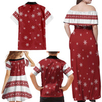 Golden Retriever Christmas Family Matching Off Shoulder Maxi Dress and Hawaiian Shirt with Santa Hat Wreath and Snowflake Design - Wonder Print Shop