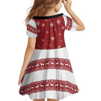Golden Retriever Christmas Family Matching Short Sleeve Bodycon Dress and Hawaiian Shirt with Santa Hat Wreath and Snowflake Design - Wonder Print Shop