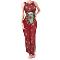 Golden Retriever Christmas Family Matching Tank Maxi Dress and Hawaiian Shirt with Santa Hat Wreath and Snowflake Design - Wonder Print Shop