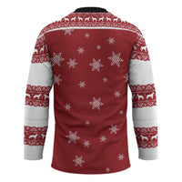 Golden Retriever Christmas Hockey Jersey with Santa Hat Wreath and Snowflake Design - Wonder Print Shop