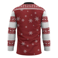 Golden Retriever Christmas Hockey Jersey with Santa Hat Wreath and Snowflake Design - Wonder Print Shop