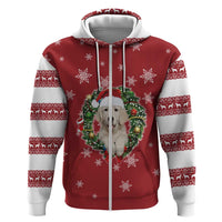 Golden Retriever Christmas Hoodie with Santa Hat Wreath and Snowflake Design - Wonder Print Shop