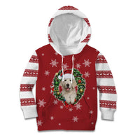 Golden Retriever Christmas Kid Hoodie with Santa Hat Wreath and Snowflake Design - Wonder Print Shop