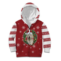 Golden Retriever Christmas Kid Hoodie with Santa Hat Wreath and Snowflake Design - Wonder Print Shop