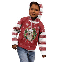Golden Retriever Christmas Kid Hoodie with Santa Hat Wreath and Snowflake Design - Wonder Print Shop