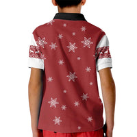 Golden Retriever Christmas Kid Polo Shirt with Santa Hat Wreath and Snowflake Design - Wonder Print Shop