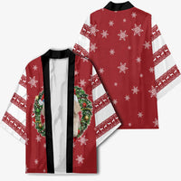 Golden Retriever Christmas Kimono with Santa Hat Wreath and Snowflake Design - Wonder Print Shop