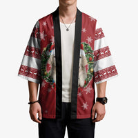 Golden Retriever Christmas Kimono with Santa Hat Wreath and Snowflake Design - Wonder Print Shop