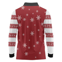 Golden Retriever Christmas Long Sleeve Polo Shirt with Santa Hat Wreath and Snowflake Design - Wonder Print Shop