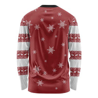 Golden Retriever Christmas Long Sleeve Shirt with Santa Hat Wreath and Snowflake Design - Wonder Print Shop