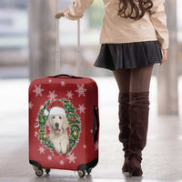 Golden Retriever Christmas Luggage Cover with Santa Hat Wreath and Snowflake Design - Wonder Print Shop